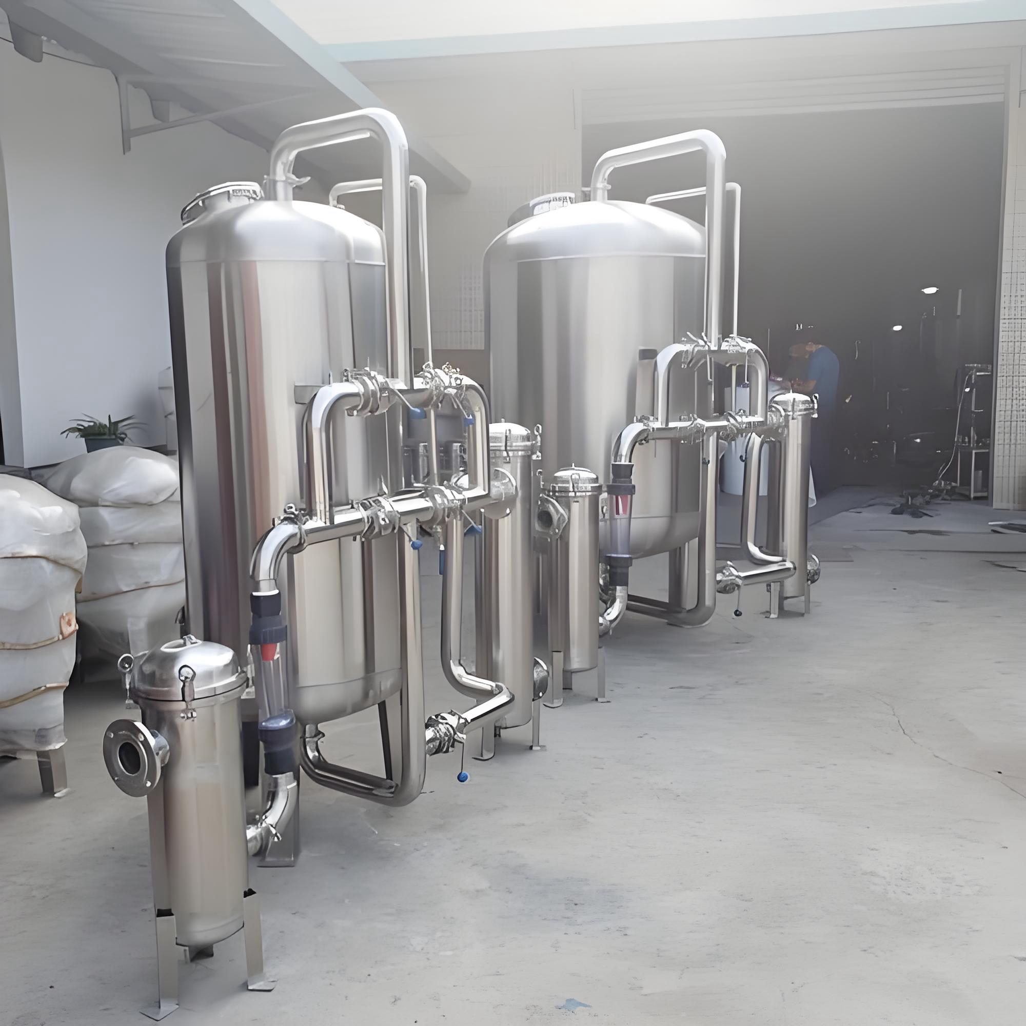 Сертифицированный ASME мультимедийный фильтрующий сосуд из нержавеющей стали с несколькими слоями для снижения содержания железа, марганца и мутности в грунтовых водах.