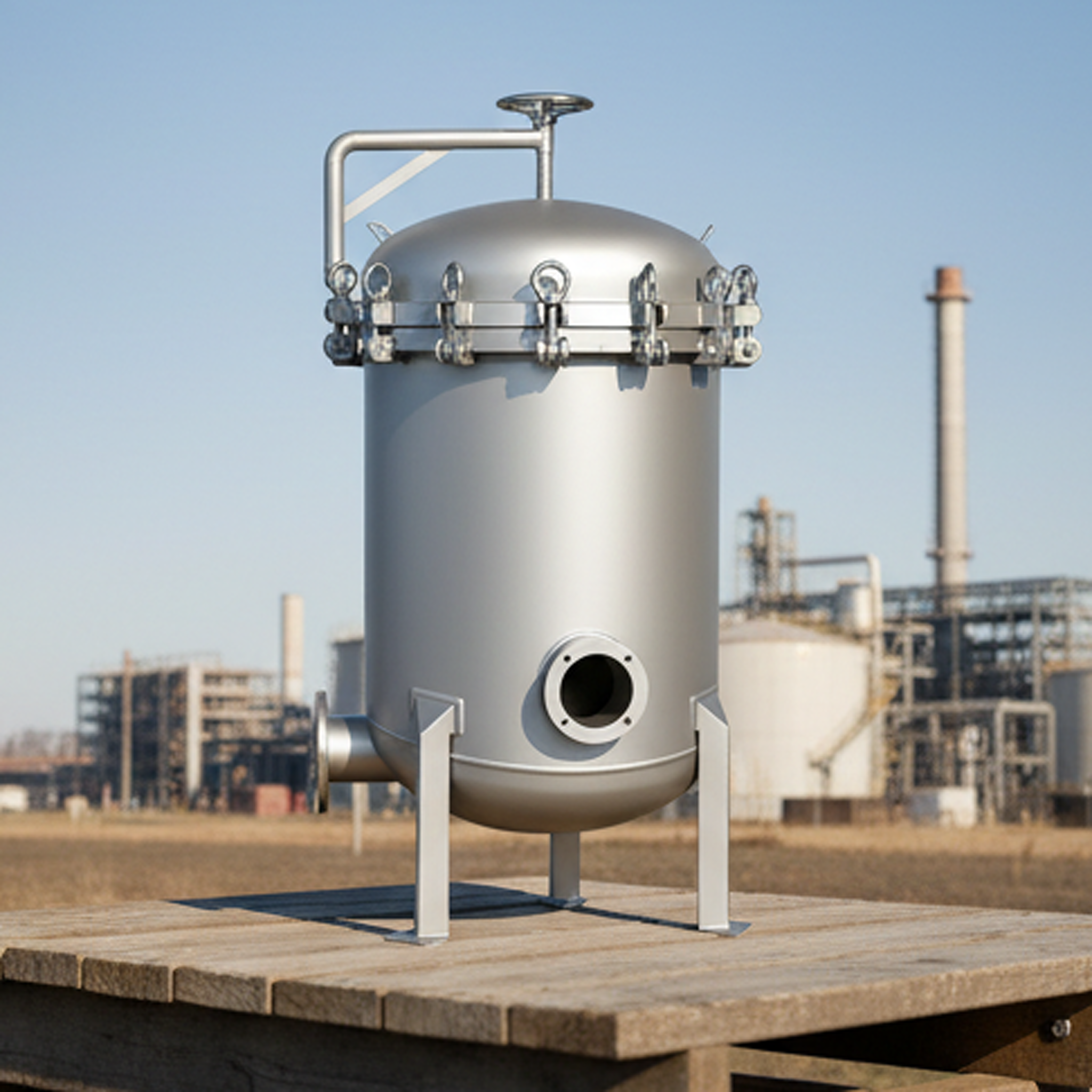 Компактный многорукавный фильтр с конструкцией из нержавеющей стали, различными размерами рукавов и малым удерживаемым объемом для экономичной фильтрации.