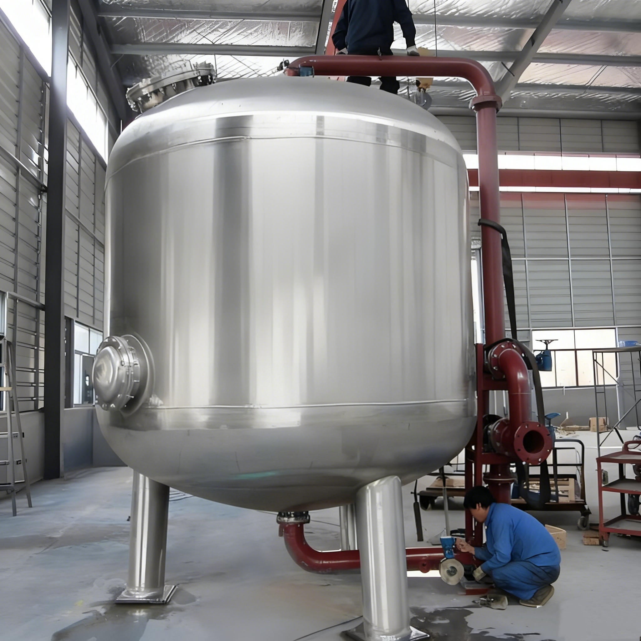 Высокопроизводительный мультимедийный фильтр из нержавеющей стали под давлением, диаметром от 24 до 96 дюймов для промышленной предварительной обработки и защиты системы обратного осмоса