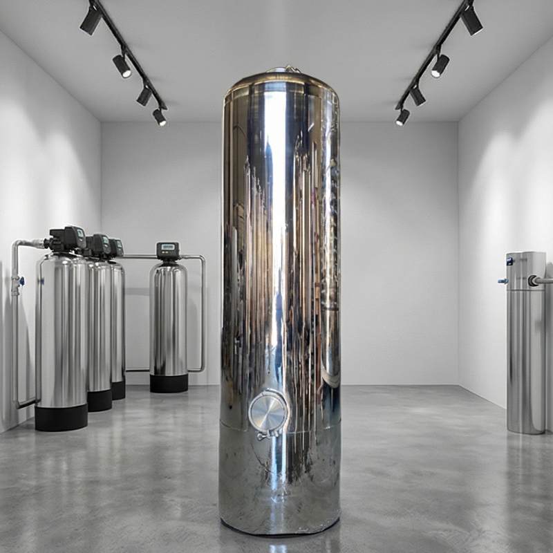 Санитарный резервуар для умягчения из нержавеющей стали 316L с пищевой катионной смолой для пищевой промышленности, производства напитков и фармацевтической промышленности