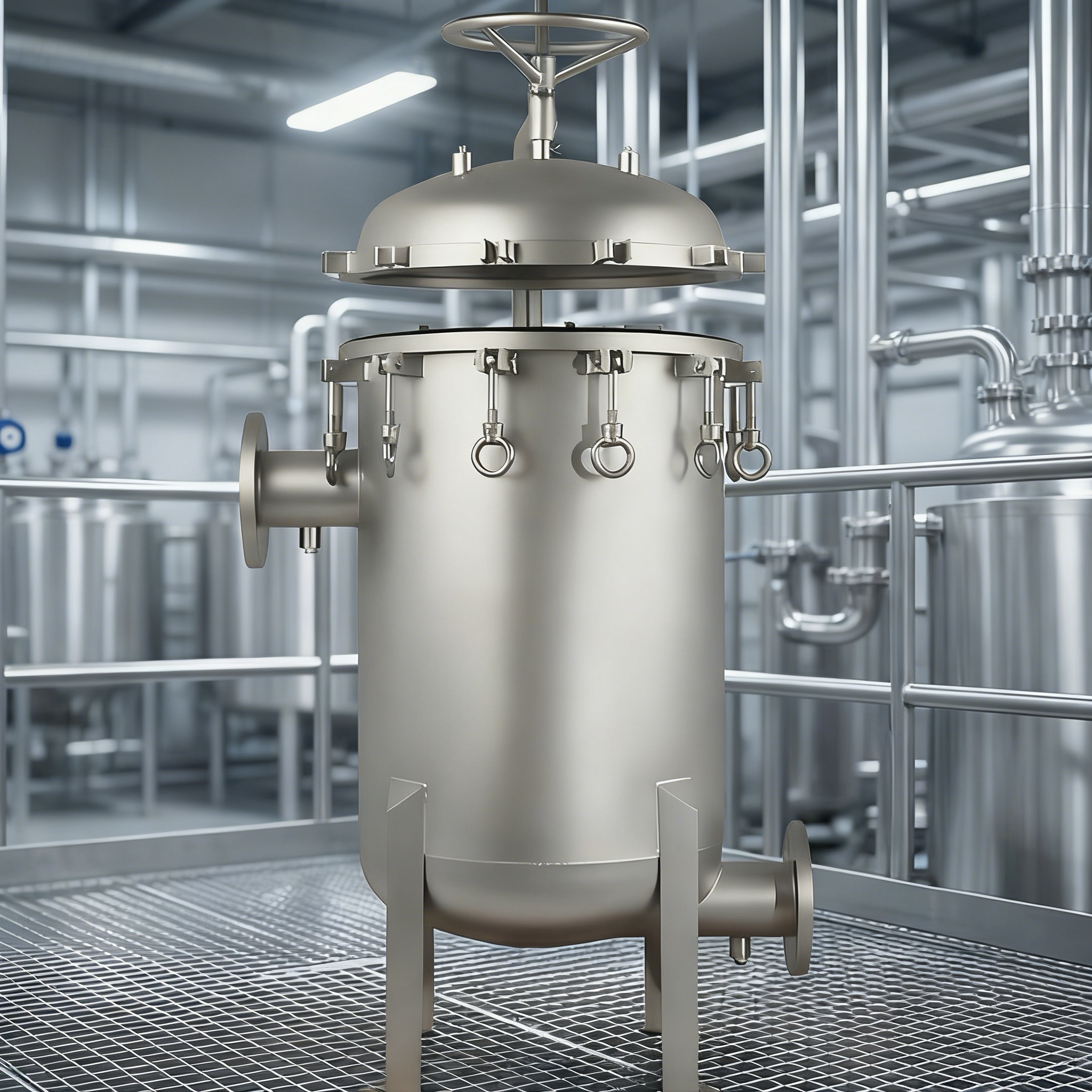 Высокоэффективный многорукавный фильтр из нержавеющей стали 316, идеально подходящий для фильтрации масла, линий покраски, нанесения клея и перекачки химикатов.