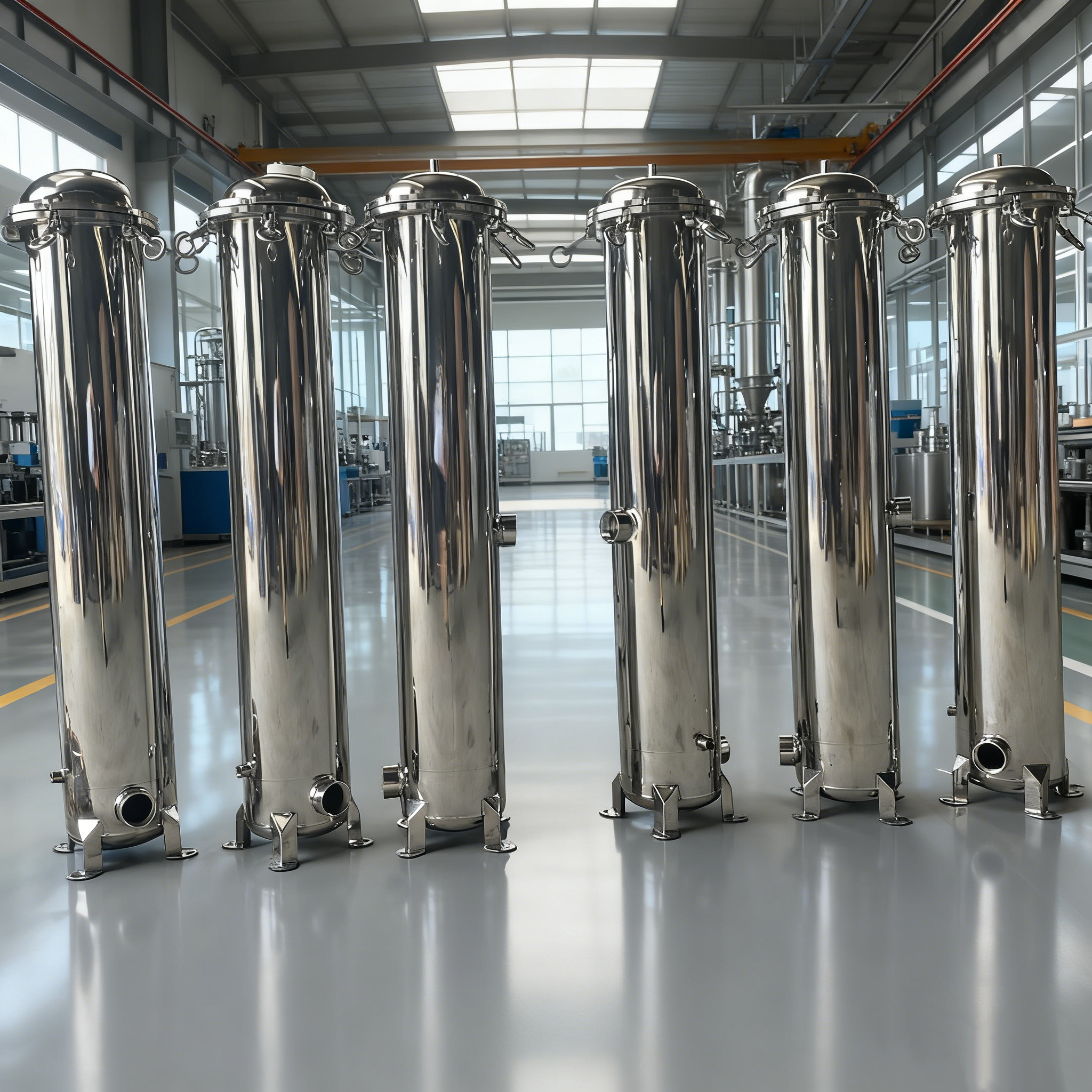 Заводская цена, промышленное фильтрующее оборудование, нержавеющая сталь 304, 316L, быстро открывающийся корпус прецизионного картриджного фильтра с опорной ногой 