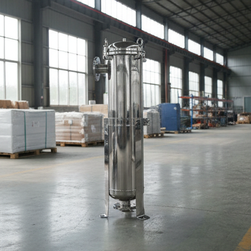 Компактный однорукавный фильтр из полированной нержавеющей стали для фильтрации красок, клеев, косметики и технологических жидкостей