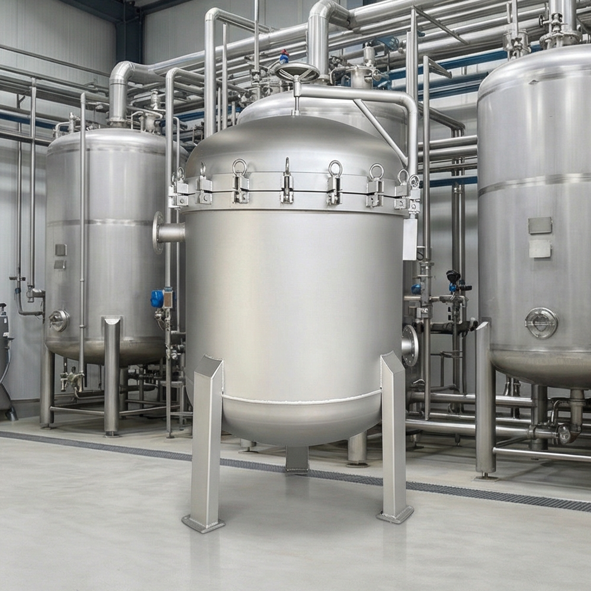 Настраиваемая многорукавная фильтровальная установка из нержавеющей стали с насосом, клапанами и панелью управления для готовых решений по фильтрации