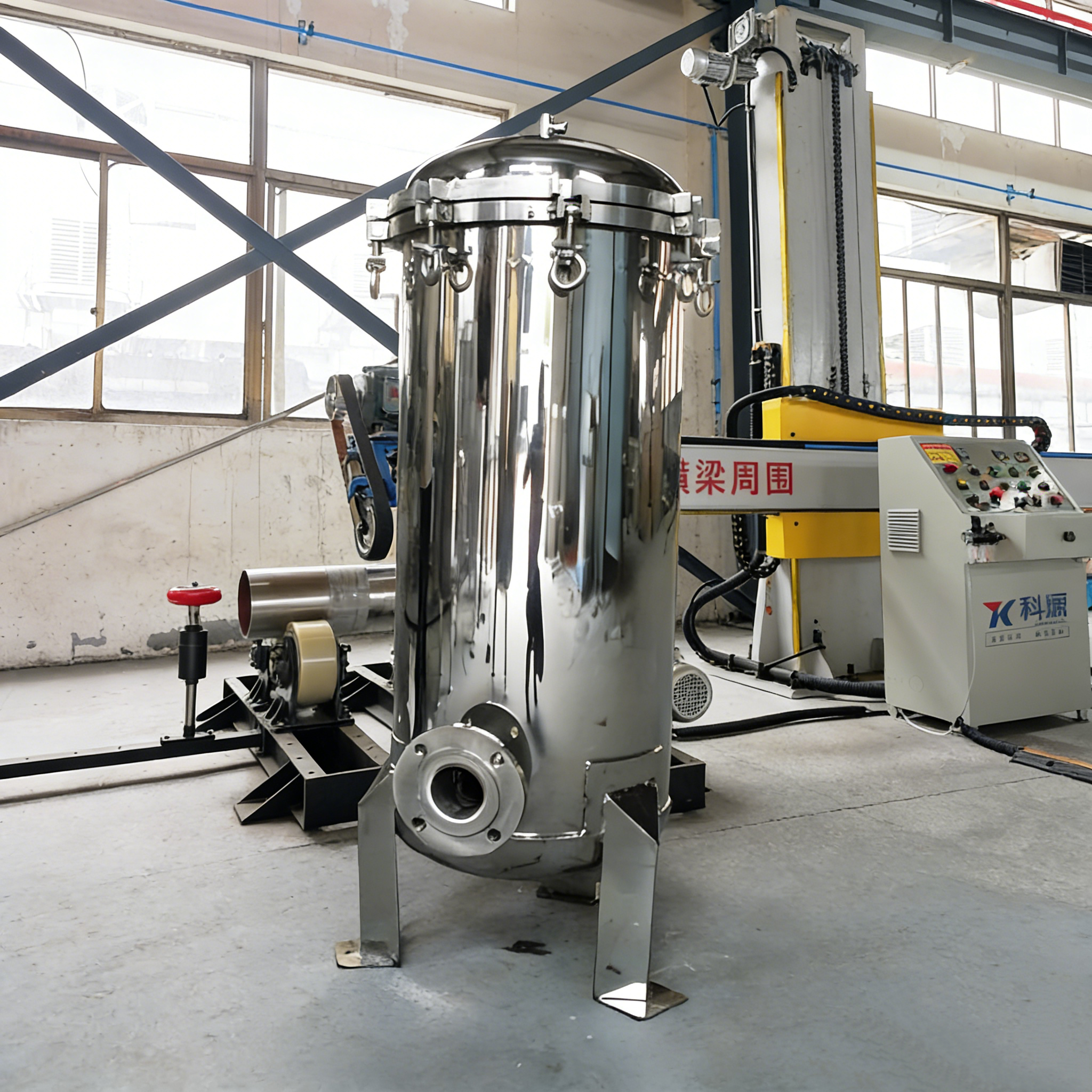 Прецизионный фильтр из нержавеющей стали быстрого открытого типа для очистки сточных вод с опорной стойкой