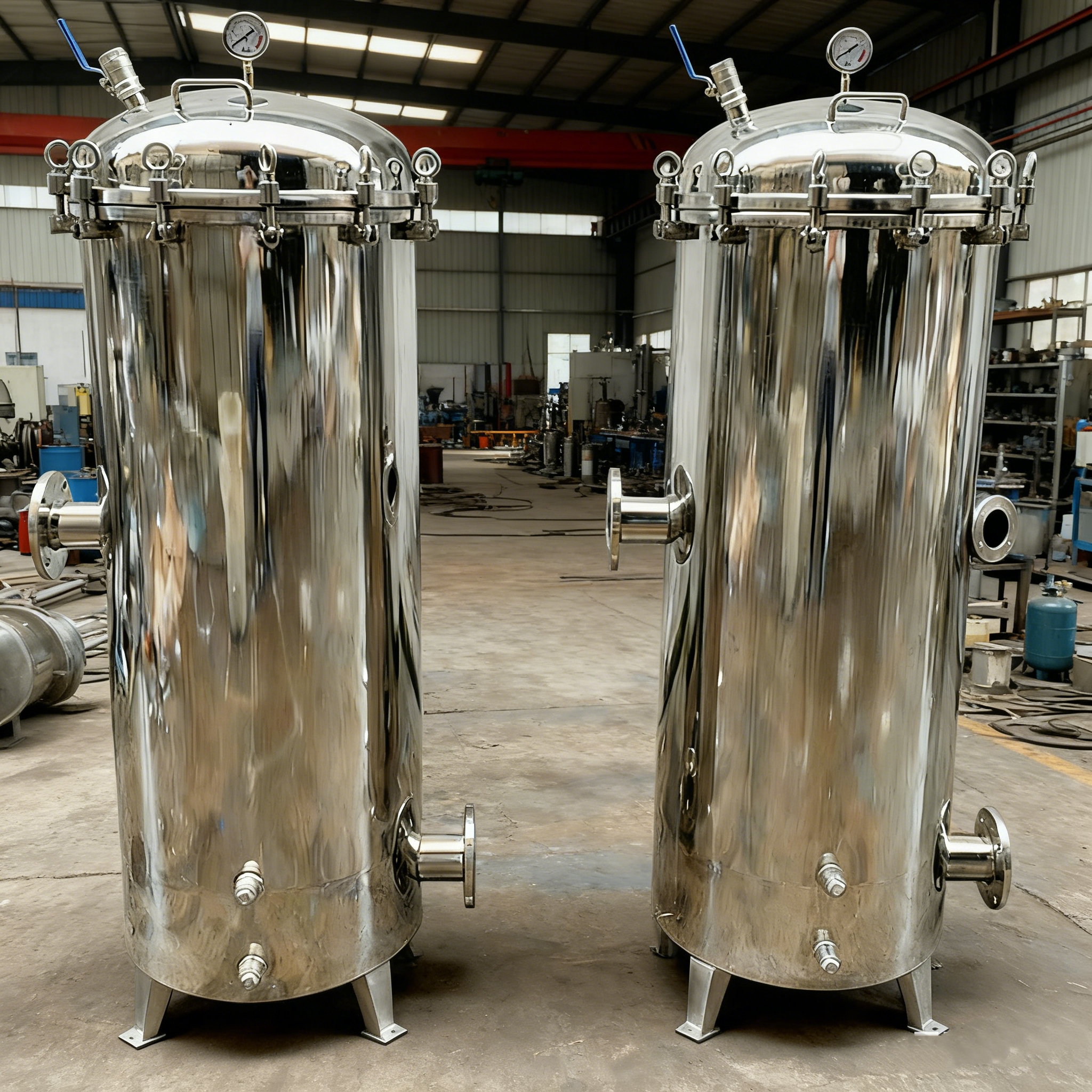 Заводская цена, промышленное фильтрующее оборудование, нержавеющая сталь 304, 316L, быстро открывающийся корпус прецизионного картриджного фильтра с опорной ногой 