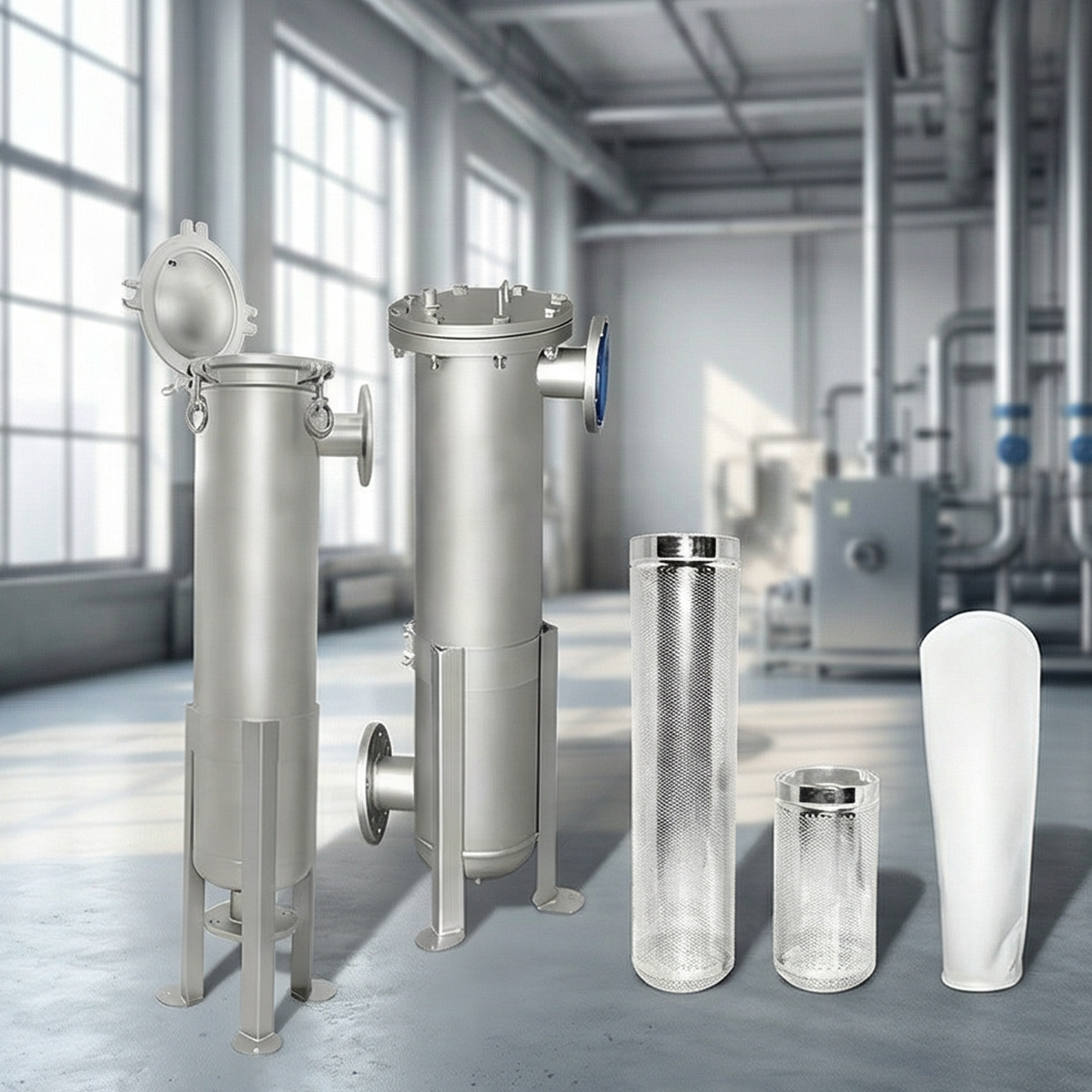 Прочный одинарный рукавный фильтр из нержавеющей стали для предварительной фильтрации, защиты от обратного осмоса, передачи химикатов и защиты процессов.