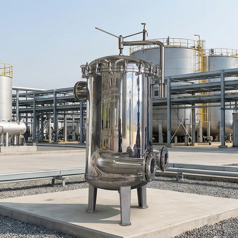 Система фильтрации из нескольких мешков большого объема с корпусом из нержавеющей стали, дифференциальными манометрами и конструкцией, позволяющей легко заменять мешки.